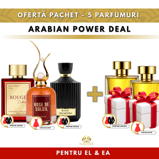 3 + 2 CADOU – Rose De Soleil, Rouge Dubai & Black Orchestra + 2 Parfumuri Cadou